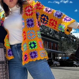 Custom Upcycled Vintage Granny Square Sweater